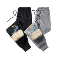 DEBRAND裤子男士冬季潮牌ins运动裤加绒休闲裤宽松外穿加厚束脚裤