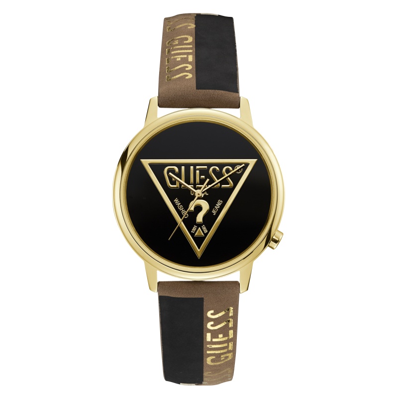 GUESS经典LOGO倒三角拼色石英腕表V1015M2