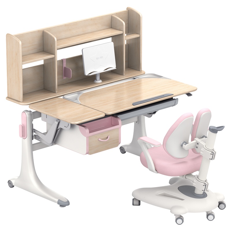 法兰芭比好学童榉木儿童学习桌小学生实木书桌课桌椅套装可升降