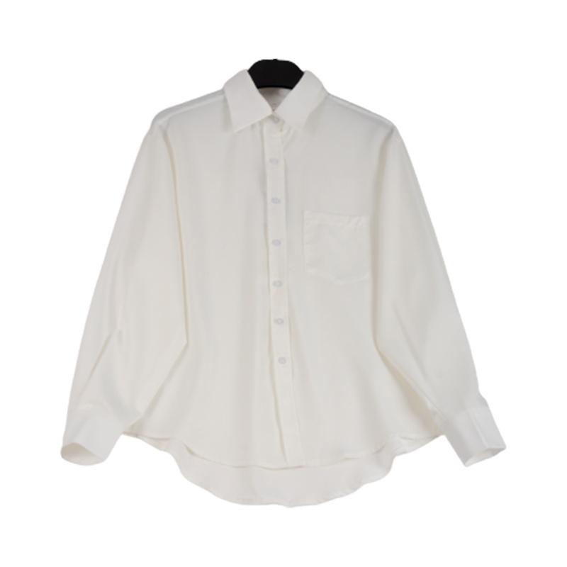 拉夏贝尔Laetia新款纯色衬衫女秋设计感小众复古丝滑气质长袖衬衣911611866