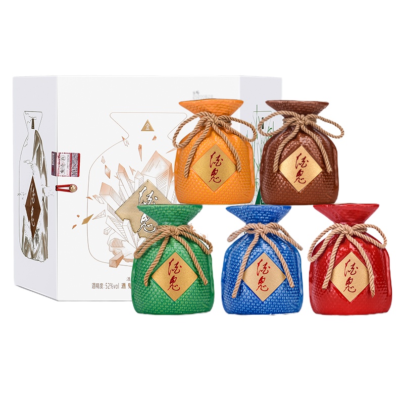 酒鬼酒 五彩酒鬼酒52度100ml*5瓶 馥郁香型白酒 礼盒装