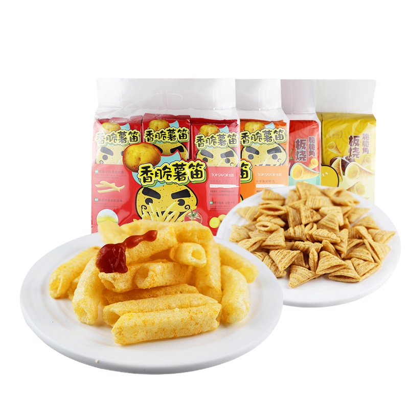 金语 香脆薯笛番茄味、烧烤味组合各一袋 200g*2袋 休闲零食