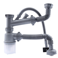 潜水艇厨房省空间靠墙款下水管水槽下水器洗碗池下水双槽单槽 含 110提篮 厨房下水器CSQ-2