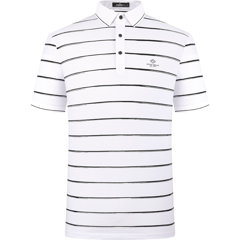 柒牌男装短袖POLO衫商务休闲夏季男士潮牌条纹翻领弹力上衣T恤衫