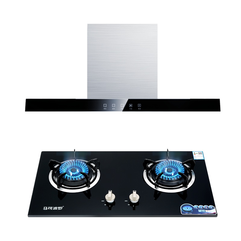 马可波罗(MKBL) 欧式烟灶套装顶吸强排触控大吸力抽油烟机燃气灶猛火爆炒大火力双灶具天然气160-D+Q03(138)