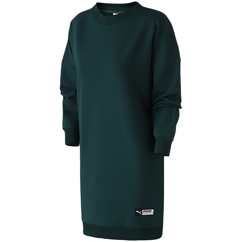 PUMA彪马女装运动服休闲圆领套头衫卫衣连衣裙57913030松木绿
