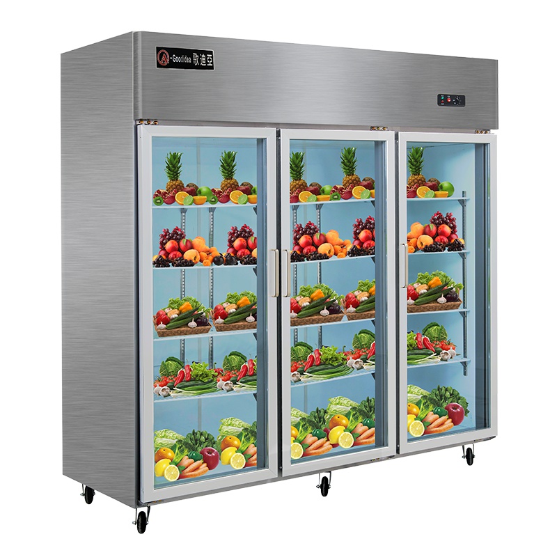 歌迪亚CFR-60B3T 1250L 商用大三门冰箱 立式陈列柜 玻璃透明展示柜 保鲜冷藏柜 超市啤酒饮料柜 不锈钢
