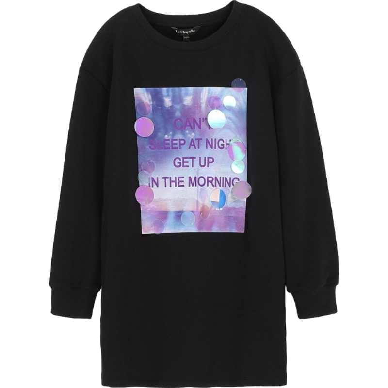 拉夏贝尔 | 长袖打底衫冬季时尚百搭字母印花圆领套头卫衣秋女款卫衣