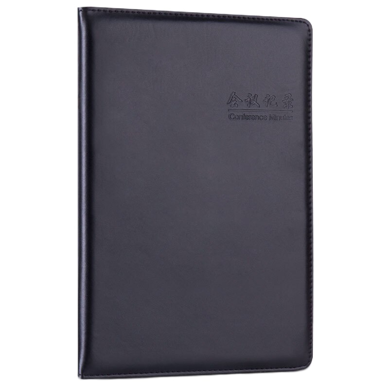 得力deli16K80张大号基础款会议记录本皮面本办公记事本笔记本子黑7949