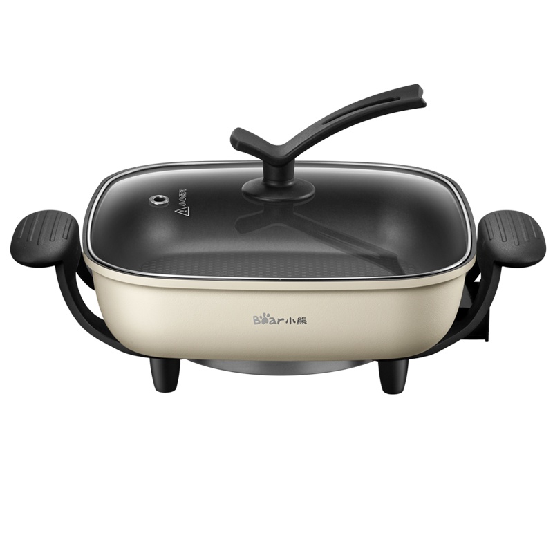 小熊(Bear)电火锅 DHG-A50G1 家用5L大容量多功能电热锅韩式方形涮烤一体锅炒锅温度调节防干烧断电苏宁自营