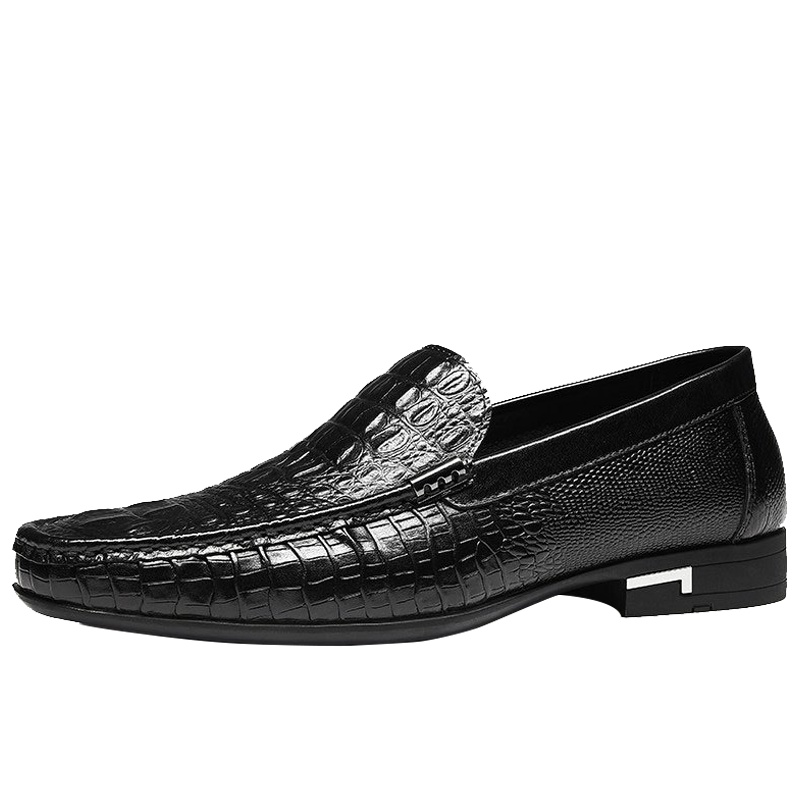 奥康男鞋休闲韩版鳄鱼纹男士皮鞋豆豆鞋透气懒人鞋子