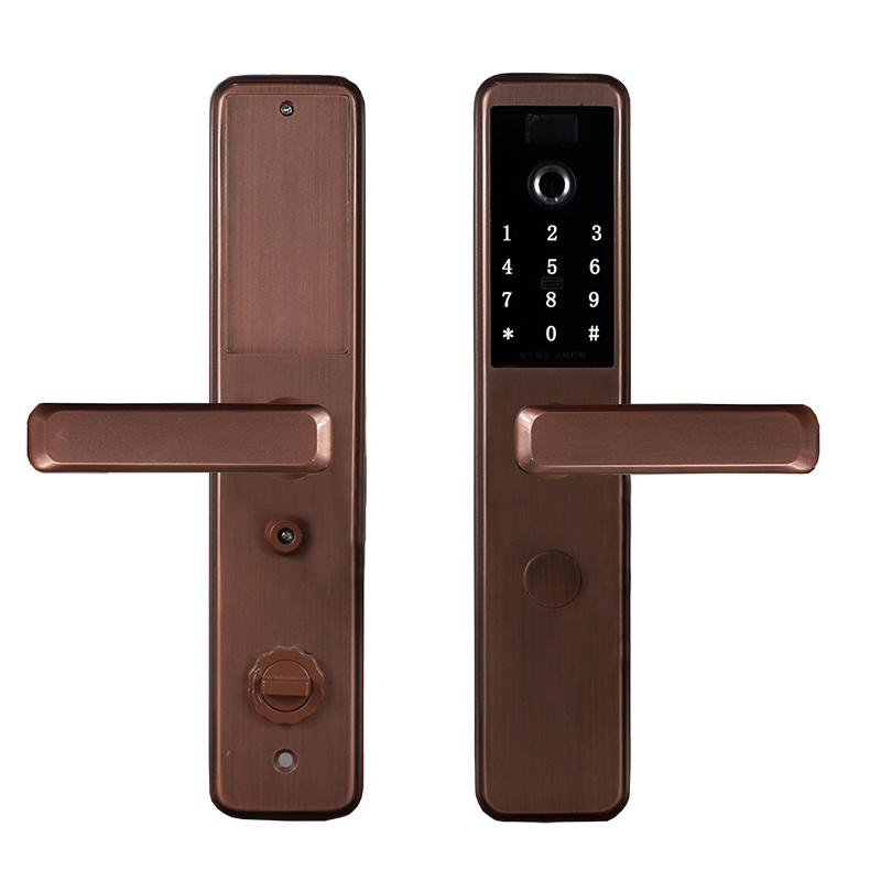 指纹锁稳家密码家用防盗门电子锁智能全自动WJ-D502古铜色