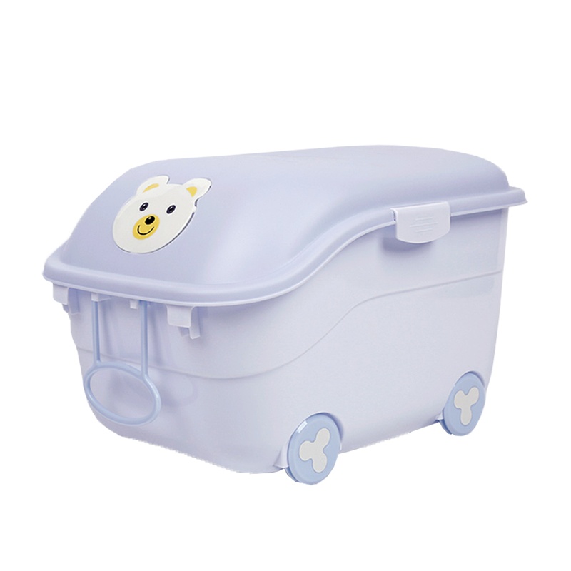 DuDi/青蛙嘟迪 母婴幼儿童玩具收纳箱塑料整理箱滑轮有盖卡通后备箱储物零食箱 紫色