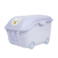 DuDi/青蛙嘟迪 母婴幼儿童玩具收纳箱塑料整理箱滑轮有盖卡通后备箱储物零食箱 紫色