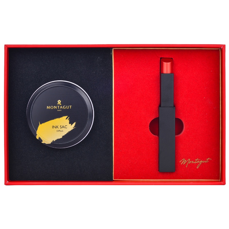 梦特娇(Montagut)M501口红钢笔0.5mm创意墨囊铱金笔商务办公书写练字笔金属礼品礼盒装