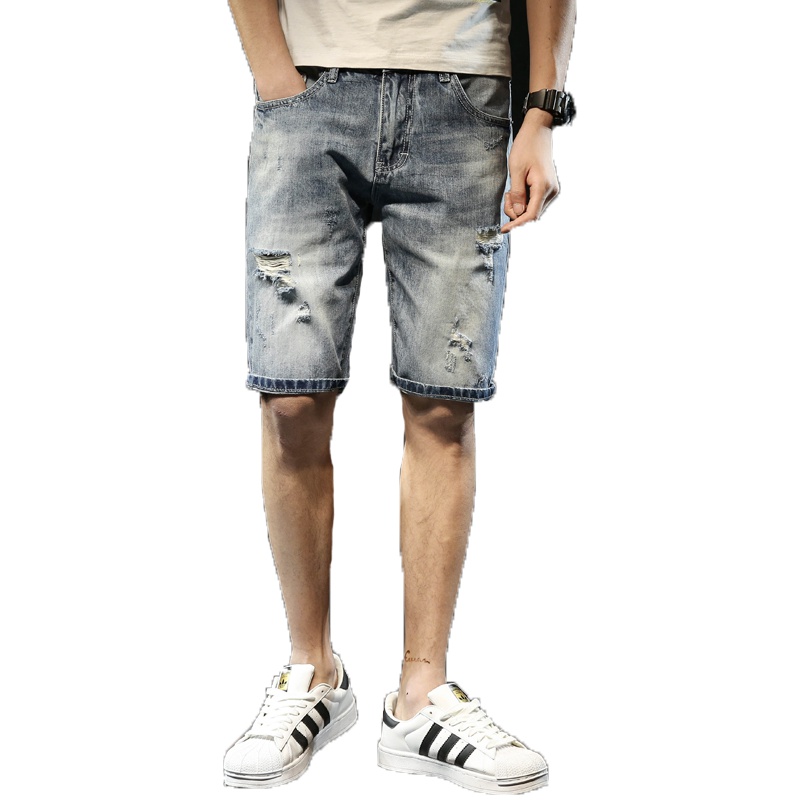 超音狼夏款 宽松破洞牛仔中裤WJD-3057