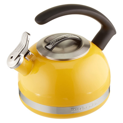 Kitchenaid 珐琅壶老式家用烧水壶鸣笛开水壶燃气电磁炉茶炉通用黄色阳光橙