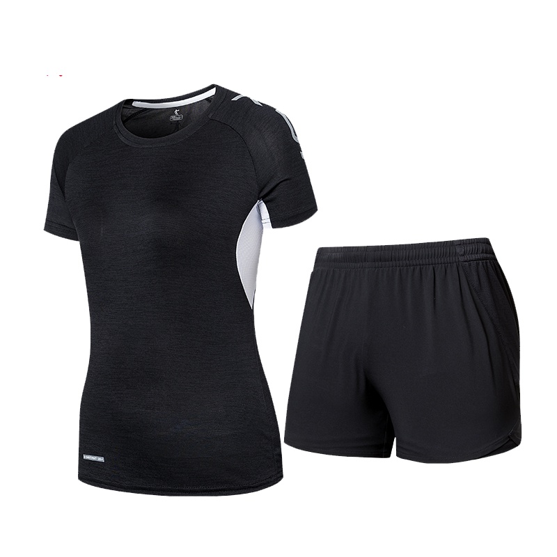 乔丹女运动套装2019夏季新款圆领透气短袖宽松短裤跑步套装两件套XNT2284227