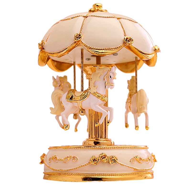 旋转木马音乐盒八音盒结婚纪念日创意情人节礼物送女友生日礼物女生送闺蜜同学老师小礼品 旋转木马粉色大号