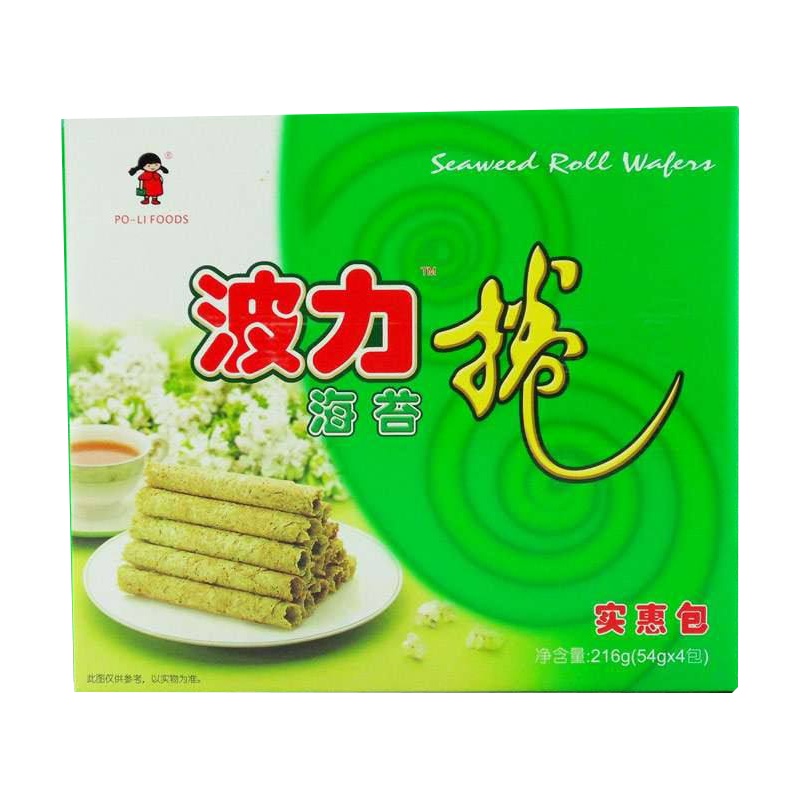 波力 海苔卷 216g/盒海苔蛋卷 酥蛋卷 零食 饼干 糕点