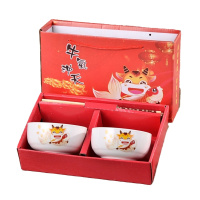 顺祥 陶瓷碗 套装 牛气冲天