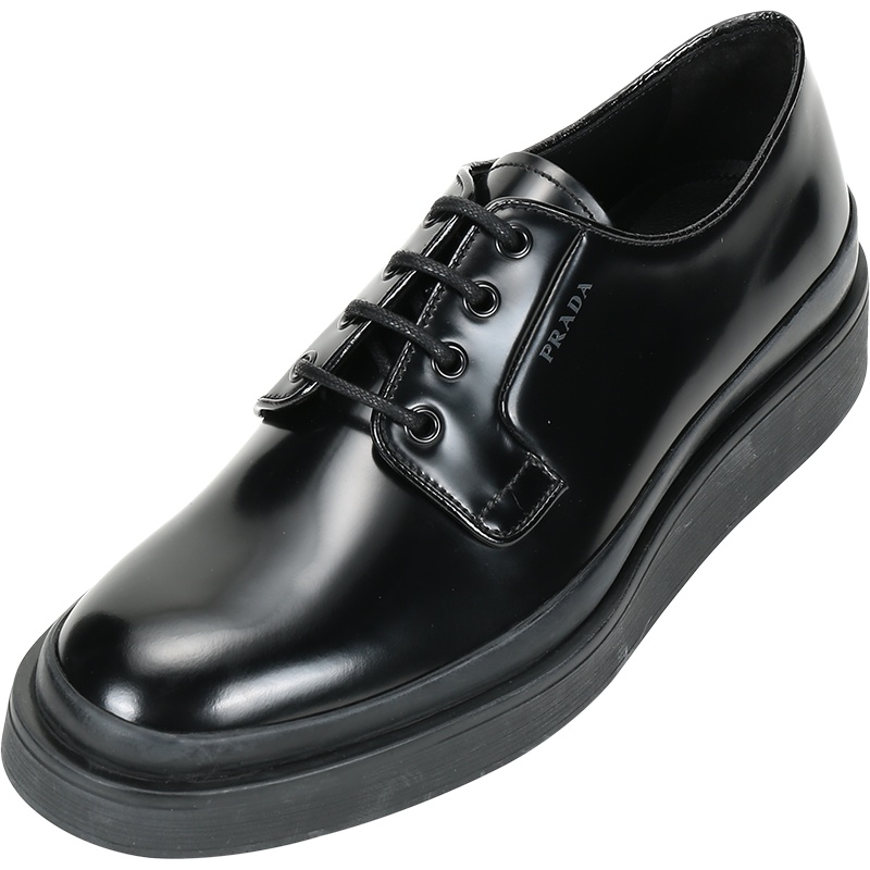PRADA 普拉达 男士 牛皮 厚底系带皮鞋德比鞋 2EE311 P39