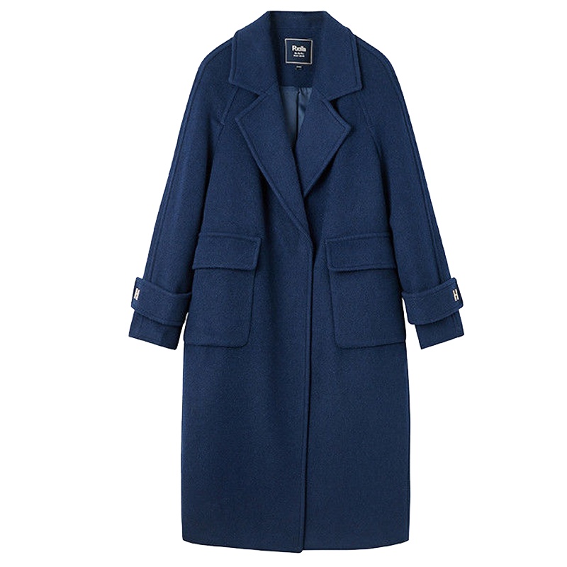 【专柜同款】新款拉夏贝尔毛呢显瘦外套女中长款韩版气质翻领加厚呢子羊毛大衣20012211_776