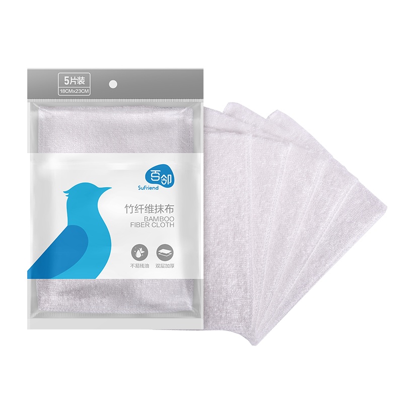 百邻 厨房清洁 竹纤维抹布18*23cm*5片