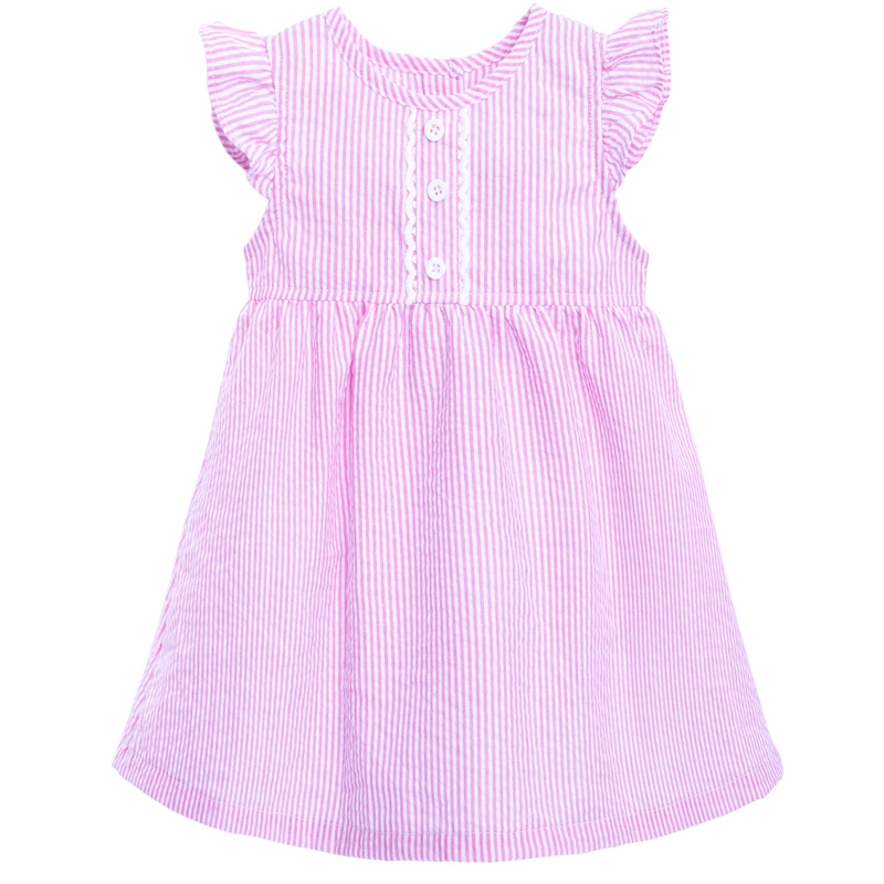 贝贝怡女宝宝裙子夏装婴儿裙装条纹小飞袖儿童洋气连衣裙162Q053