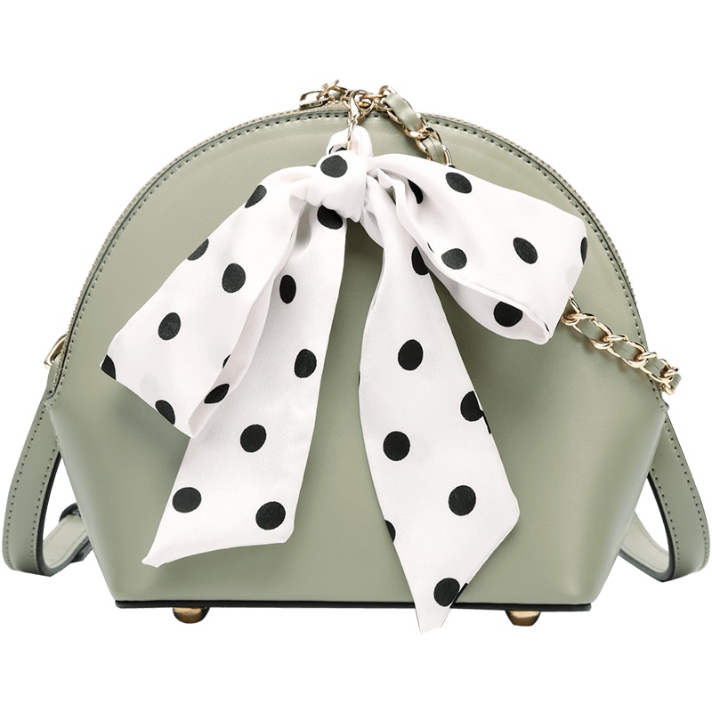 第九城（V.NINE） 女士包包时尚韩版单肩包女丝巾蝴蝶结贝壳包小清新淑女链条斜挎包