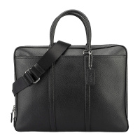 COACH 蔻驰 奢侈品 男士黑色皮革手提肩背斜挎公文包