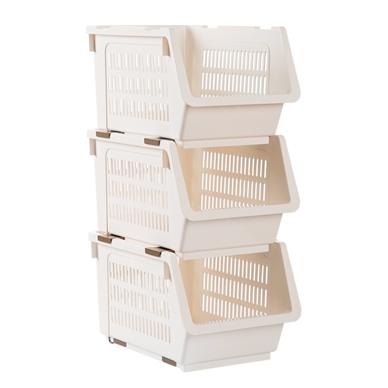 茶花(CHAHUA)[斜口重叠收纳筐三层]2894*3厨房蔬果置物架杂物收纳柜收纳筐篮玩具架自由叠加