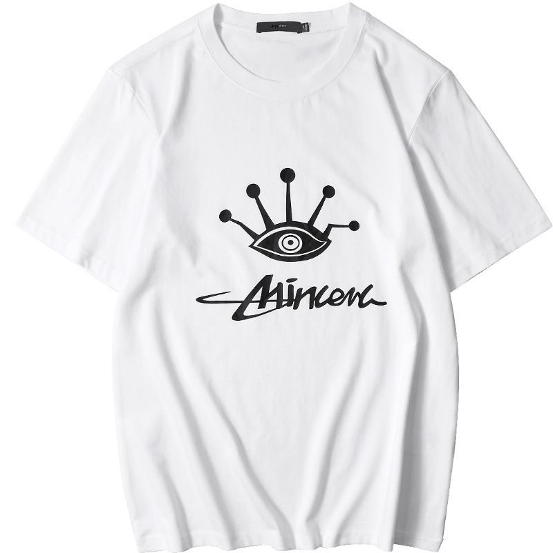 黑鲸天眼印花短袖T恤男2019夏季男装简约白t男CNTBJ29106A