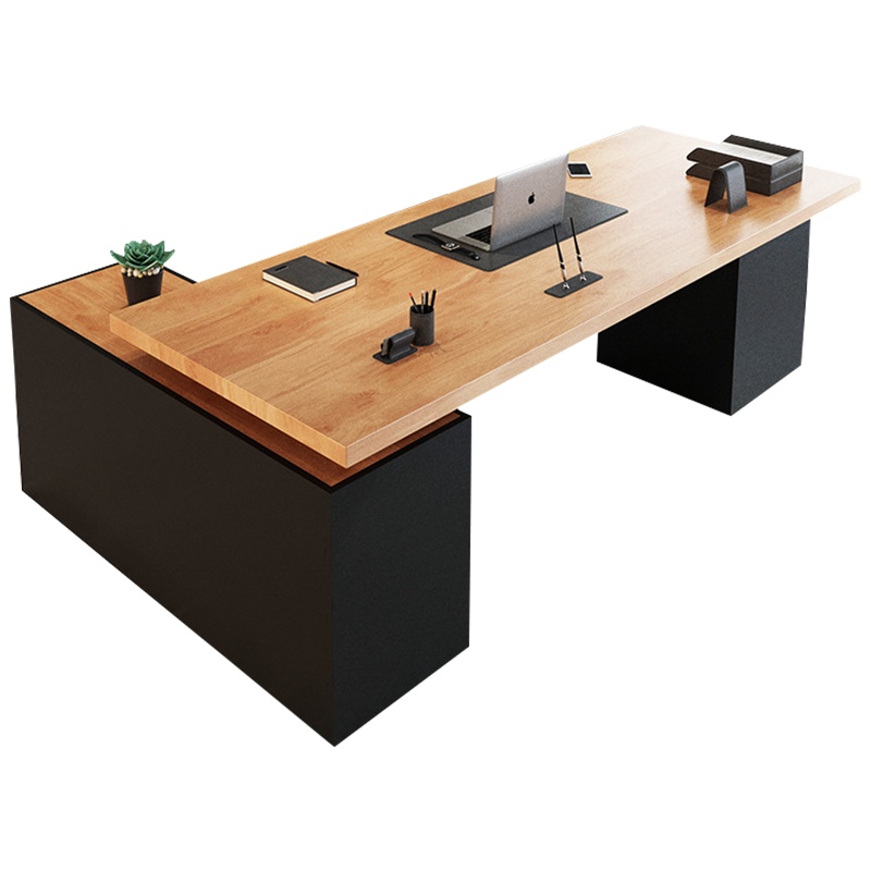 质凡北欧实木老板桌总裁桌总经理办公桌办公室工业风电脑桌椅组合