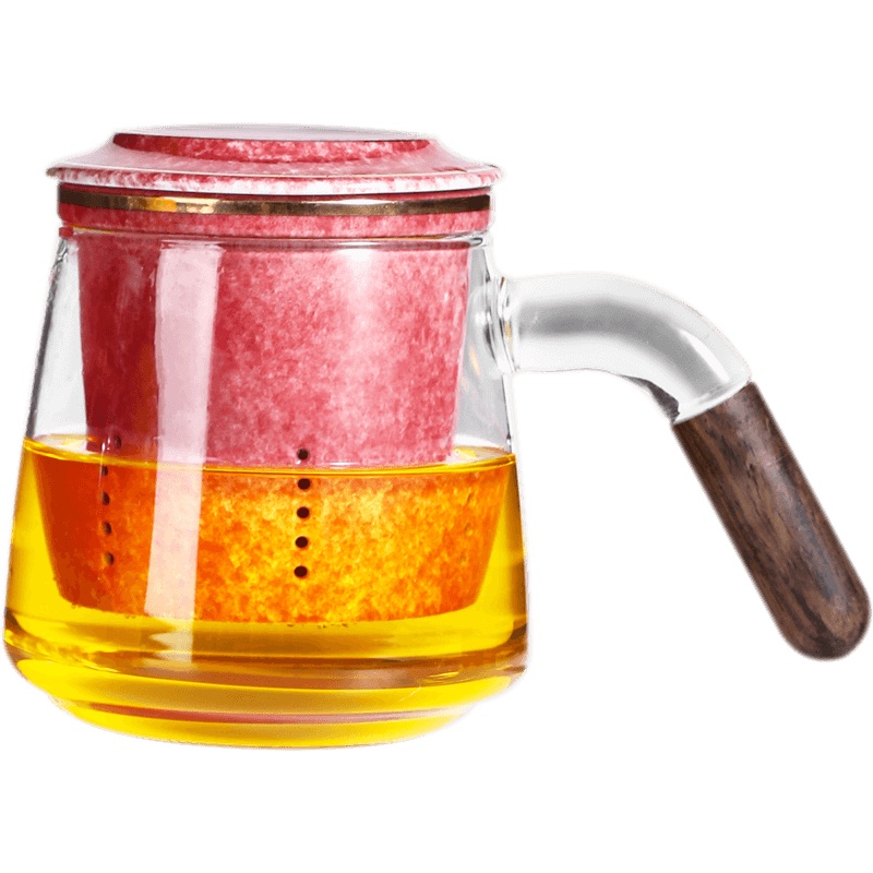 泡茶杯 陶瓷 大容量马克杯办公茶杯创意便携茶水分离过滤随手杯 凤栖梧三件套