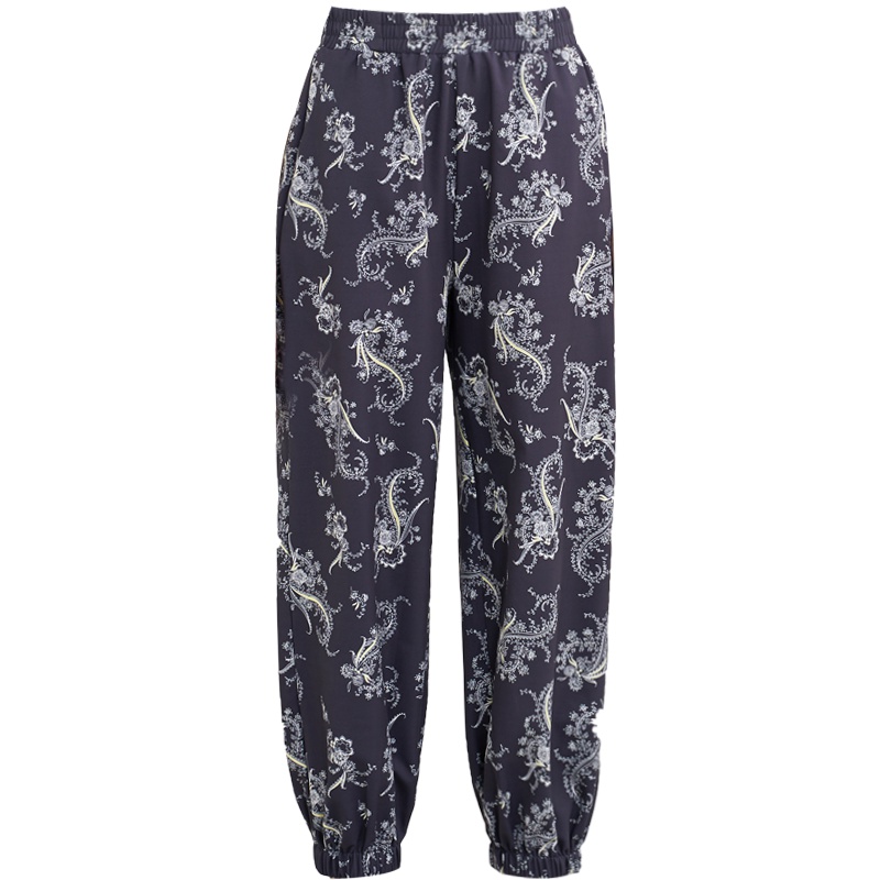 娅丽达女裤季新款雪纺裤子女2019夏哈伦宽松锥形萝卜薄款九分休闲T2606A0