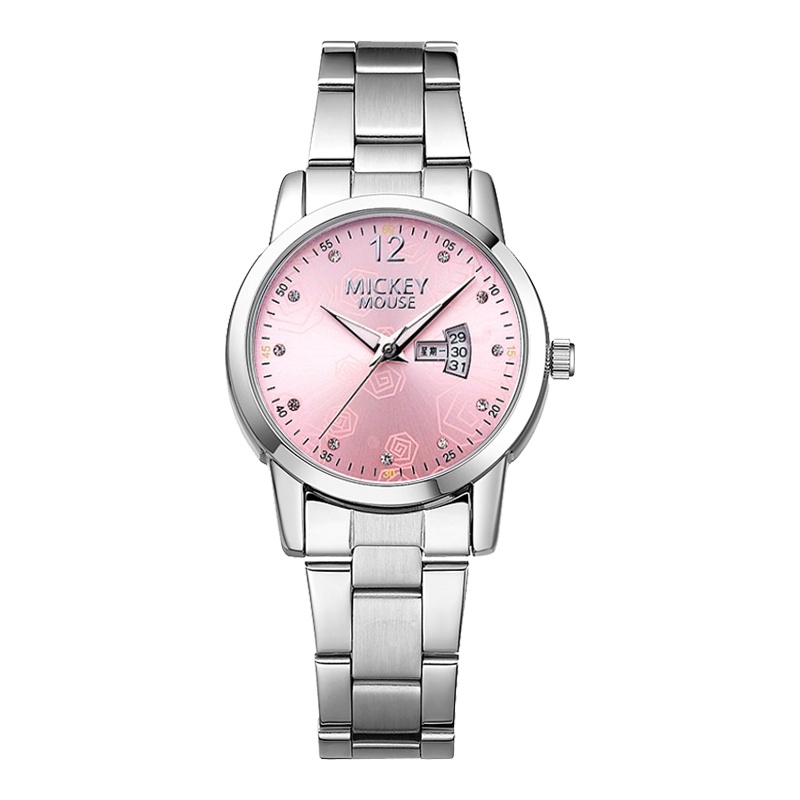 迪士尼(Disney)女士手表女韩版简约时尚潮流气质初中学生女表ins风星期日历钢带夜光指针石英表