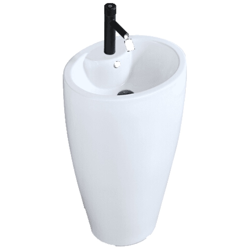 时尚家装立柱式洗脸盆卫生间阳台立柱盆陶瓷一体落地洗漱盆大小圆形洗手盆 放心购安心抵