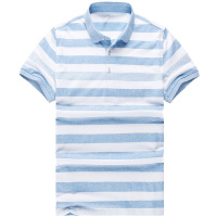 布先生短袖T恤 纯棉花纱条纹翻领t恤衫 休闲简约丅恤男 AT10083