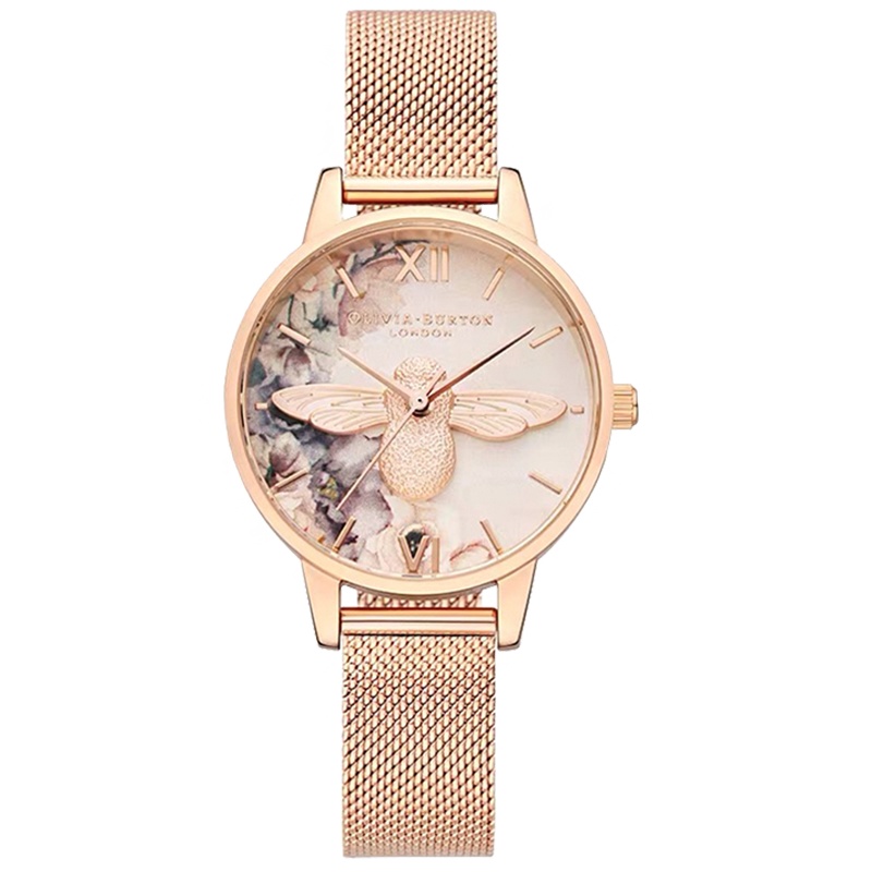 OLIVIABURTON腕表 女士石英表 圆形少女时尚休闲水彩绘3D蜜蜂清新 女表OB16PP40