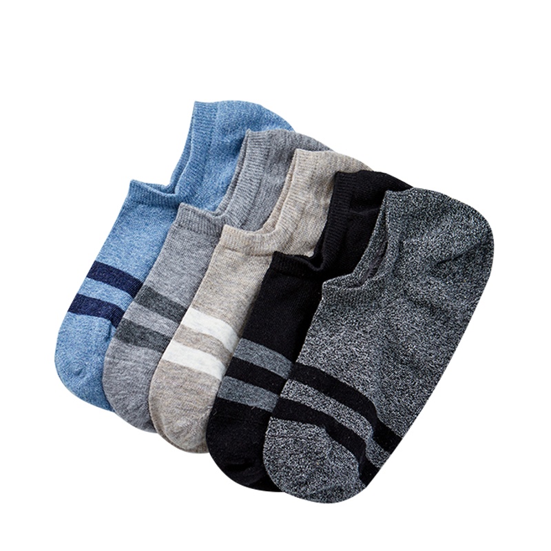 苏宁极物 5双装男士抗菌条纹精梳棉浅口船袜棉袜袜子短袜