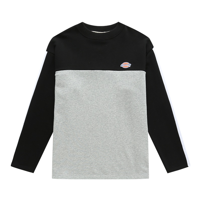 Dickies 女士卫衣毛圈布印花徽章设计撞色拼接圆领卫衣