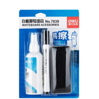 [精选]得力(deli)7839白板擦写组合1个白板擦+2支白板笔+清洁剂液100mL