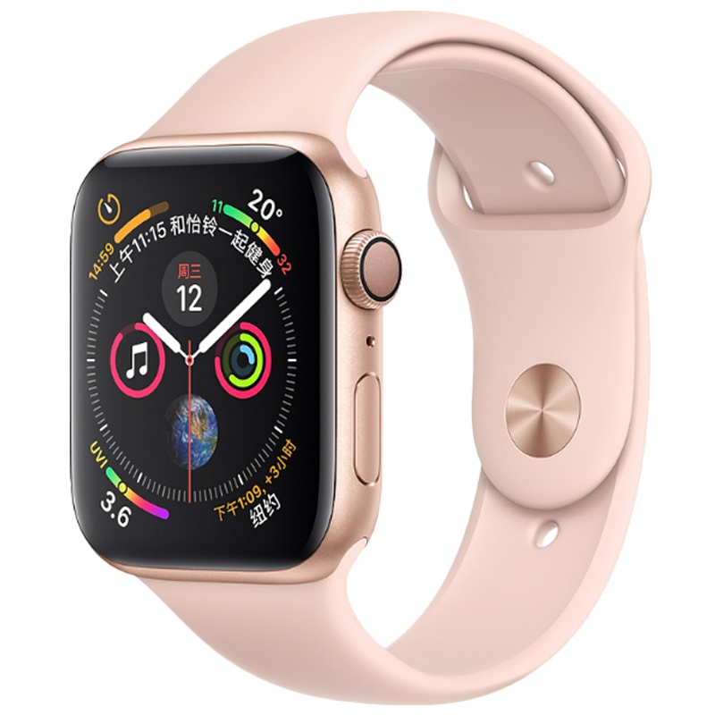 苹果Apple Watch Series 4 智能手表GPS款 金色铝金属表壳搭配浅粉红色运动型表带 44mm MU6F2ZP/A