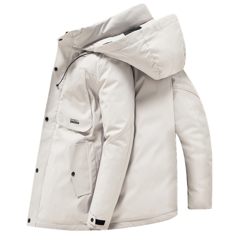 【自营】杰米克 连帽羽绒服帅气保暖防风领魔术贴袖口男士羽绒服