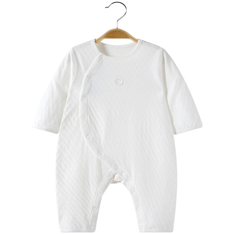 哈贝比（happyB）婴儿连体衣春秋季初生儿内衣服男女宝宝斜开纯棉哈衣爬服