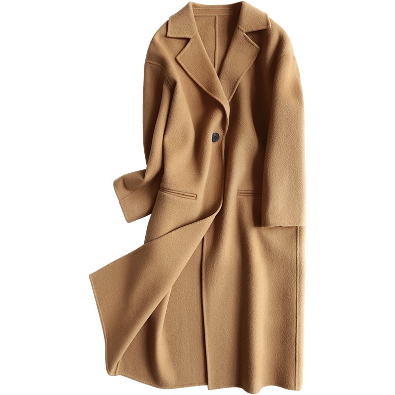 高梵(GOLDFARM)秋冬装双面呢羊毛大衣女毛呢外套中长款修身时尚外套