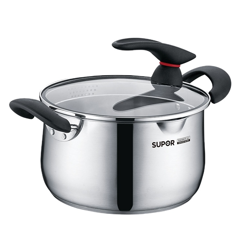 苏泊尔SUPOR小红圈304不锈钢汤锅可立盖20cm加厚复底炖锅电磁炉燃气通用ST20JA1