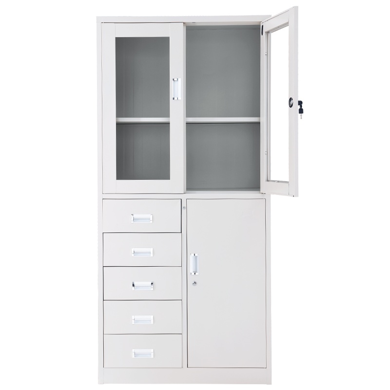 迪欧 DIOUS 资料柜 储物柜 文件柜 凭证柜 钢制铁皮柜 亚光灰色 带锁 偏五斗柜