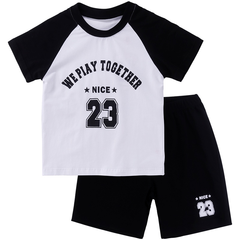 小红豆套装男童夏装套装2019新款儿童宝宝短袖T恤中裤运动洋气两件套